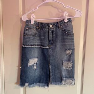 Mustard Seed Distressed Jean Skirt
